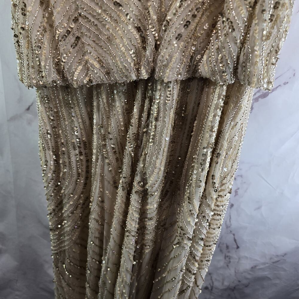 Anthropologie Dress Womens 16 Beaded Sequin Fidelia Champangne Gown Greek BHLDN - Picture 9 of 16